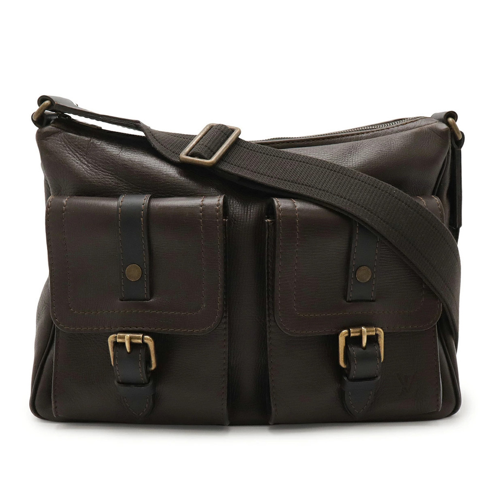 LOUIS VUITTON Utah Wichita Messenger Crossbody Leather Cafe Dark Brown